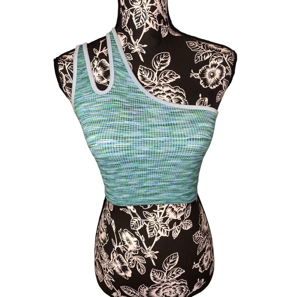 Offline by Aerie One Shoulder Ribbed Crop Top Y2K Festival Athleisure Fitted